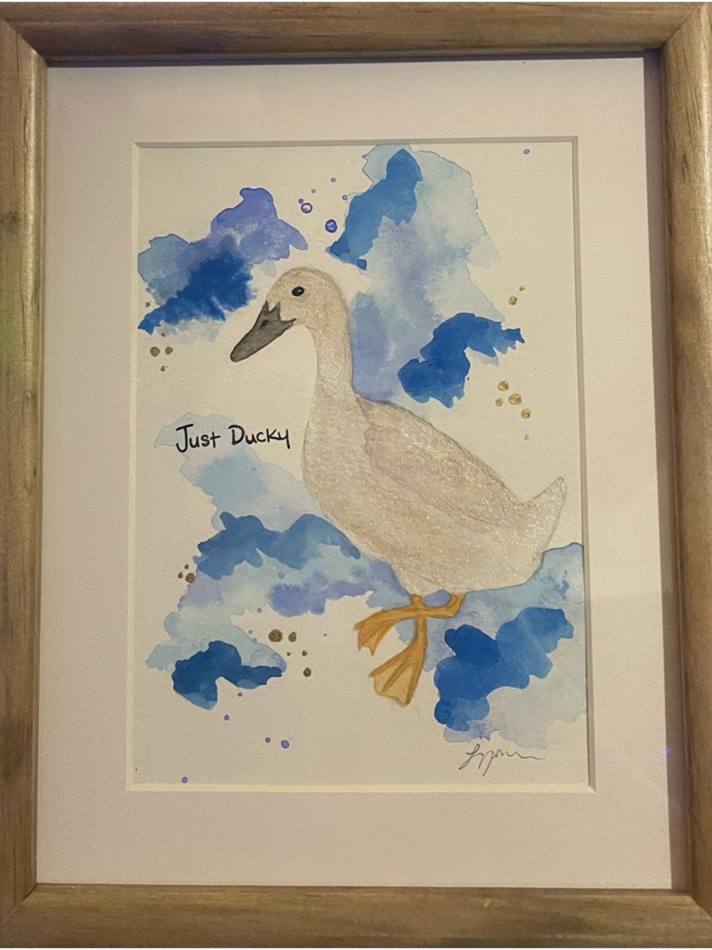Just Ducky Framed Watercolor Duck Painting Wall Art